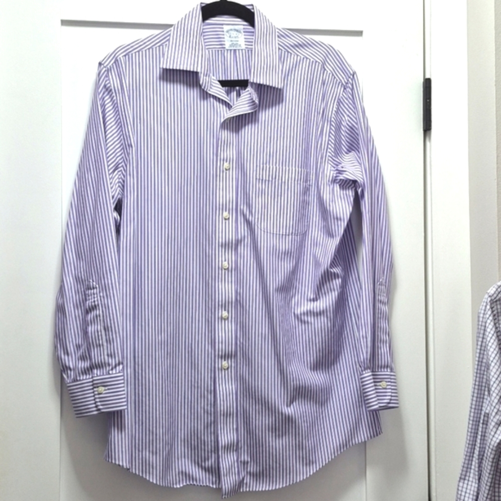EUC Brooks Brothers Regent Dress Shirt 15.5 Purple Stripe. - Picture 5 of 7